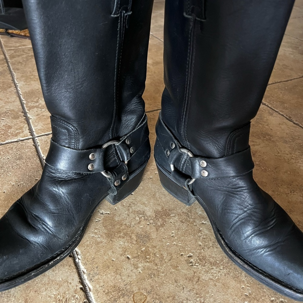 Frye Harness Black Leather Motorcycle Boot -sz 8.5